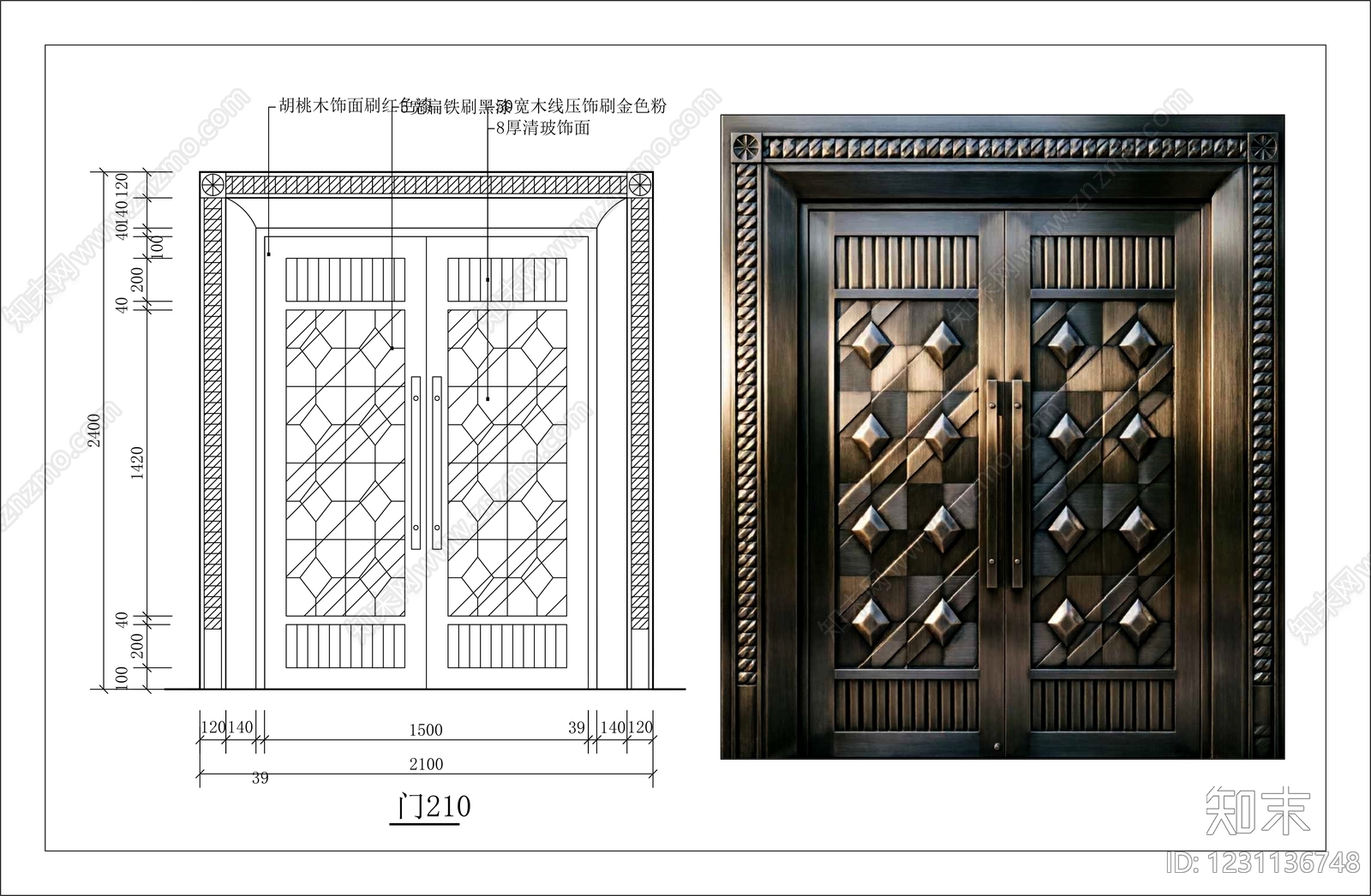 入户门cad施工图下载【ID:1231136748】