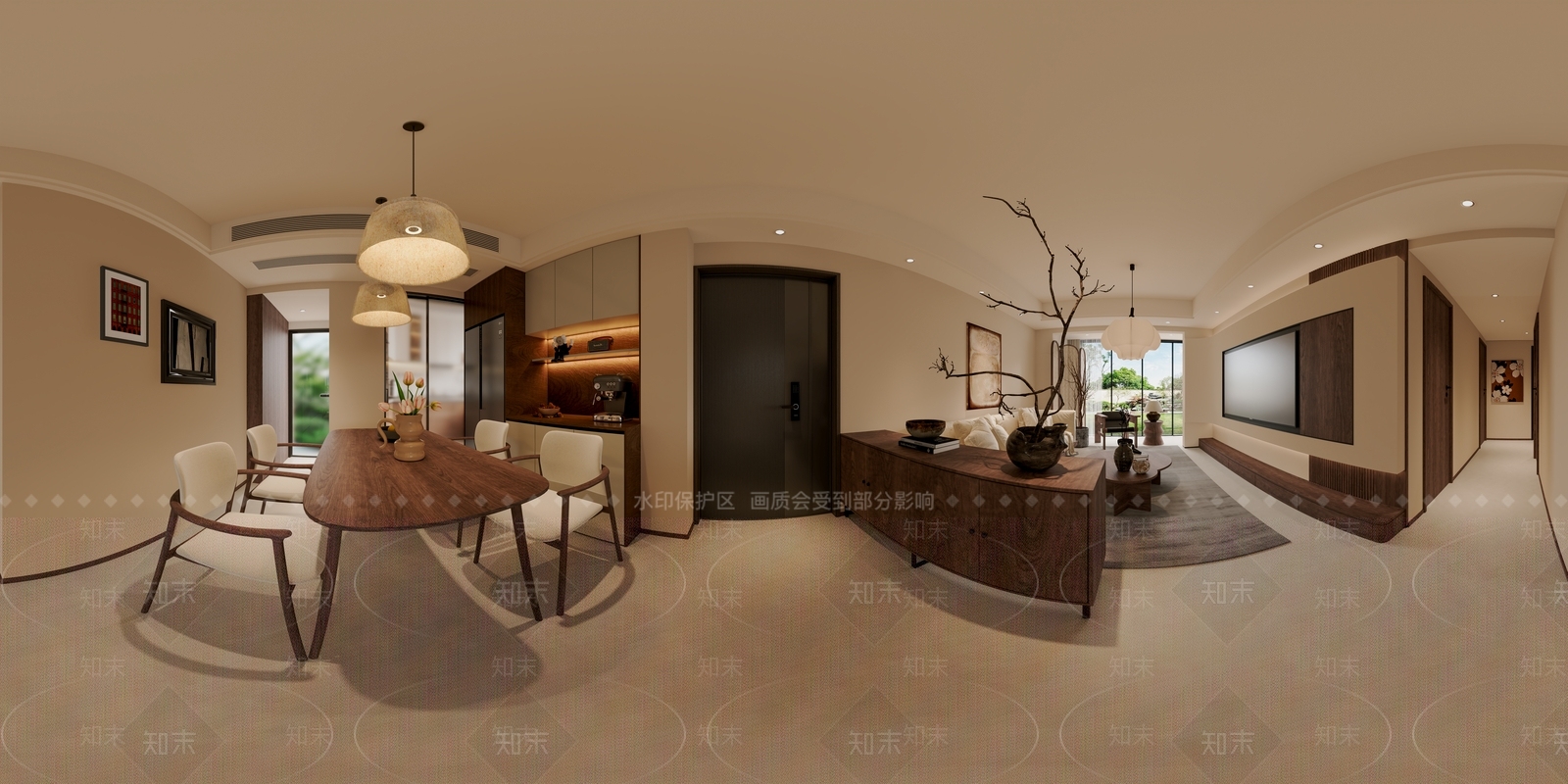 中古风别墅客餐厅3D模型下载【ID:1231137917】