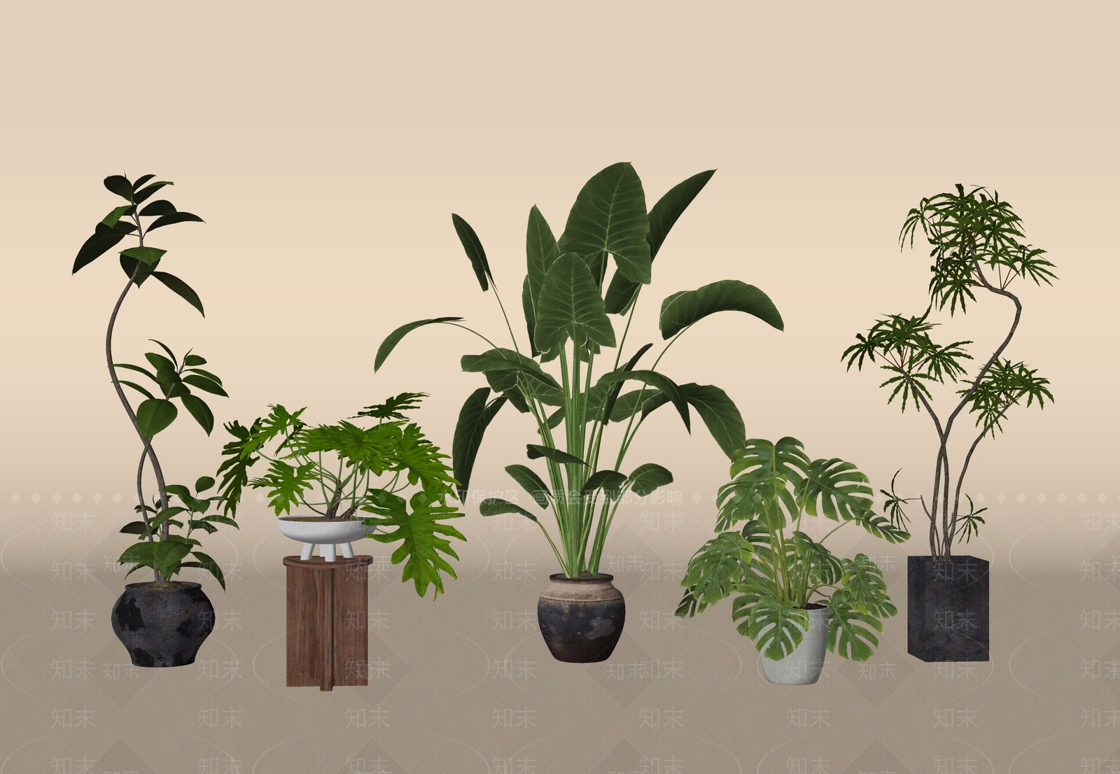 现代简约植物组合SU模型下载【ID:1231138645】