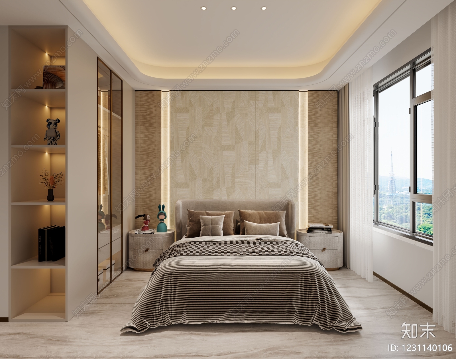 轻奢主卧3D模型下载【ID:1231140106】