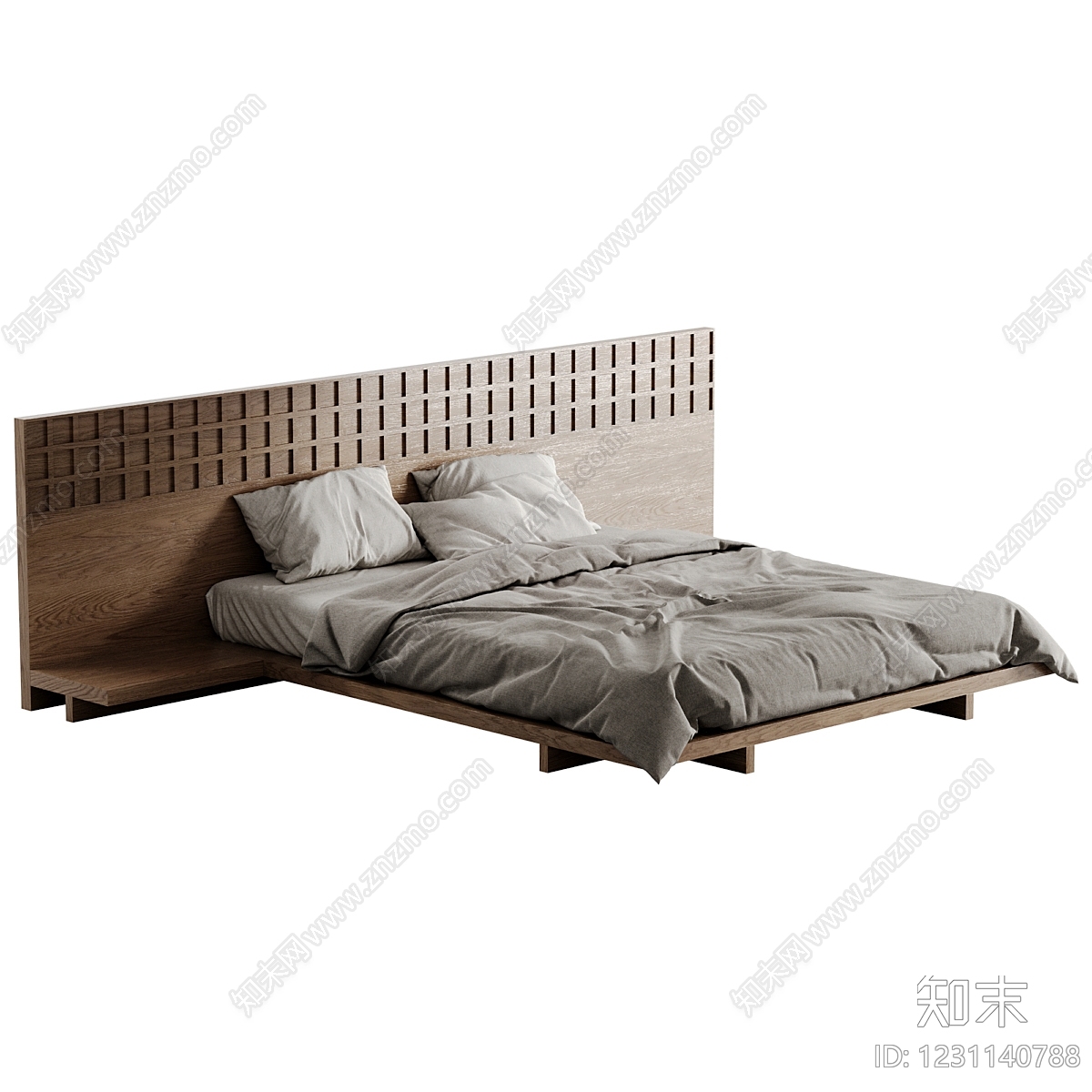 日式双人床3D模型下载【ID:1231140788】