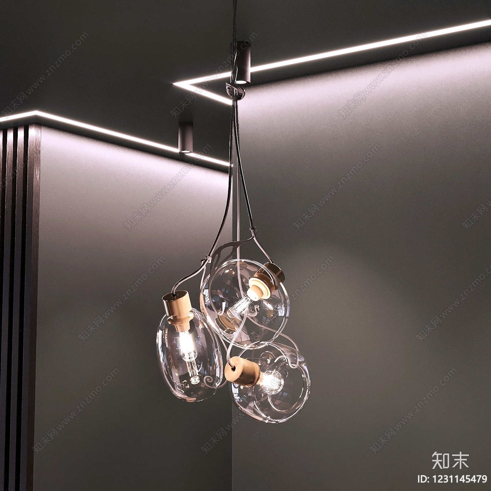 轻奢吊灯SU模型下载【ID:1231145479】