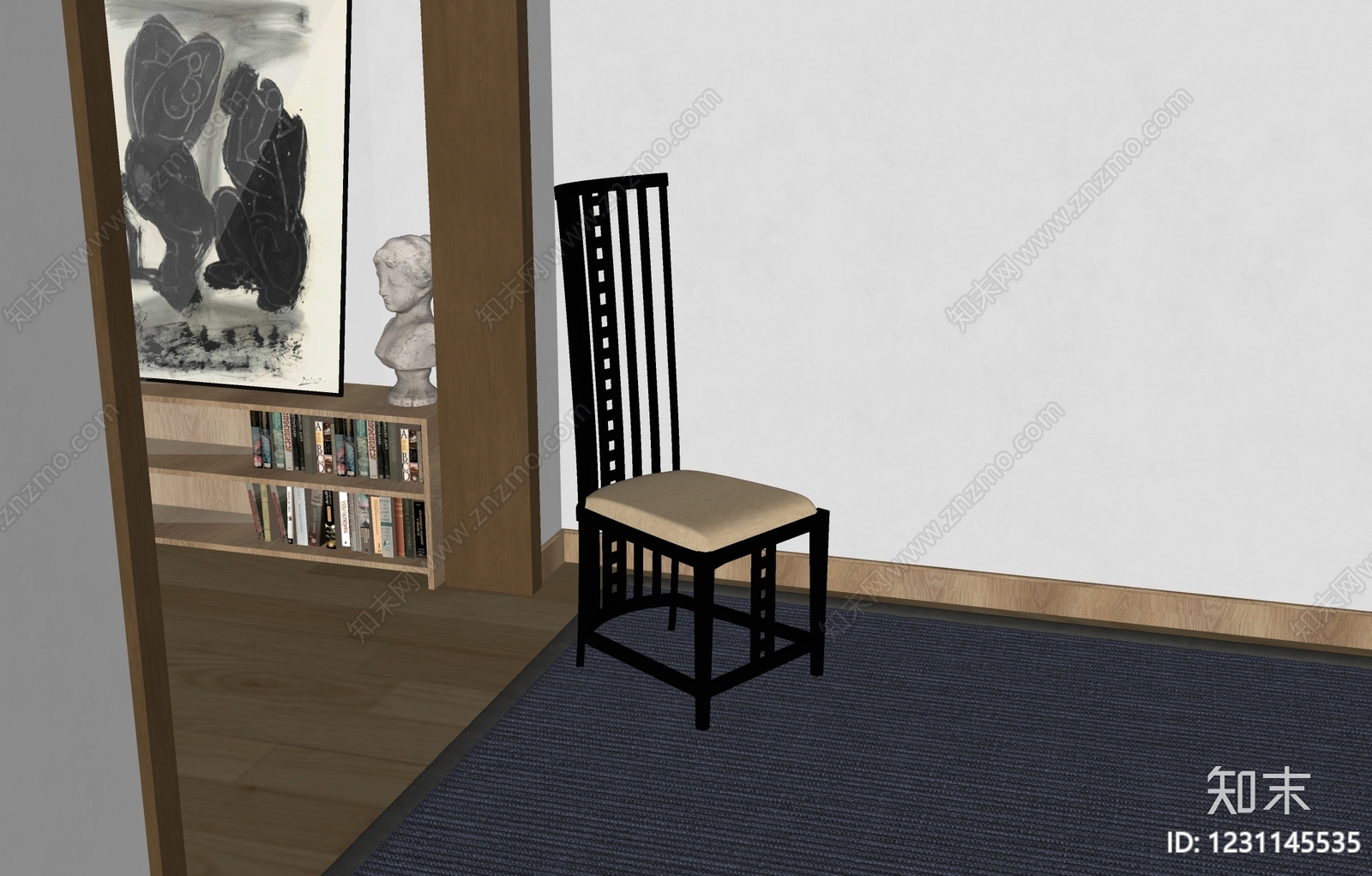 新中式休闲椅SU模型下载【ID:1231145535】