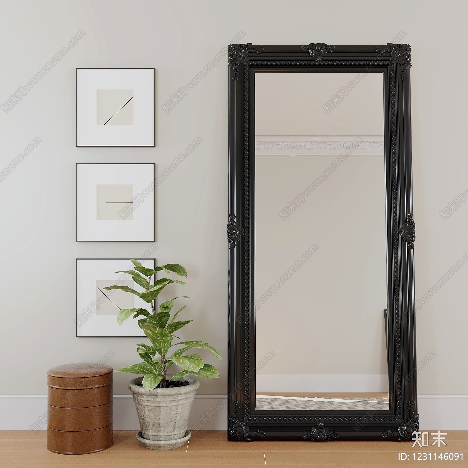 欧式镜子3D模型下载【ID:1231146091】
