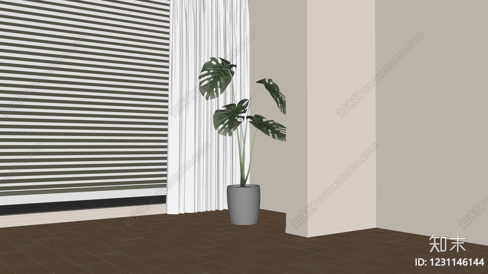 现代简约盆栽SU模型下载【ID:1231146144】