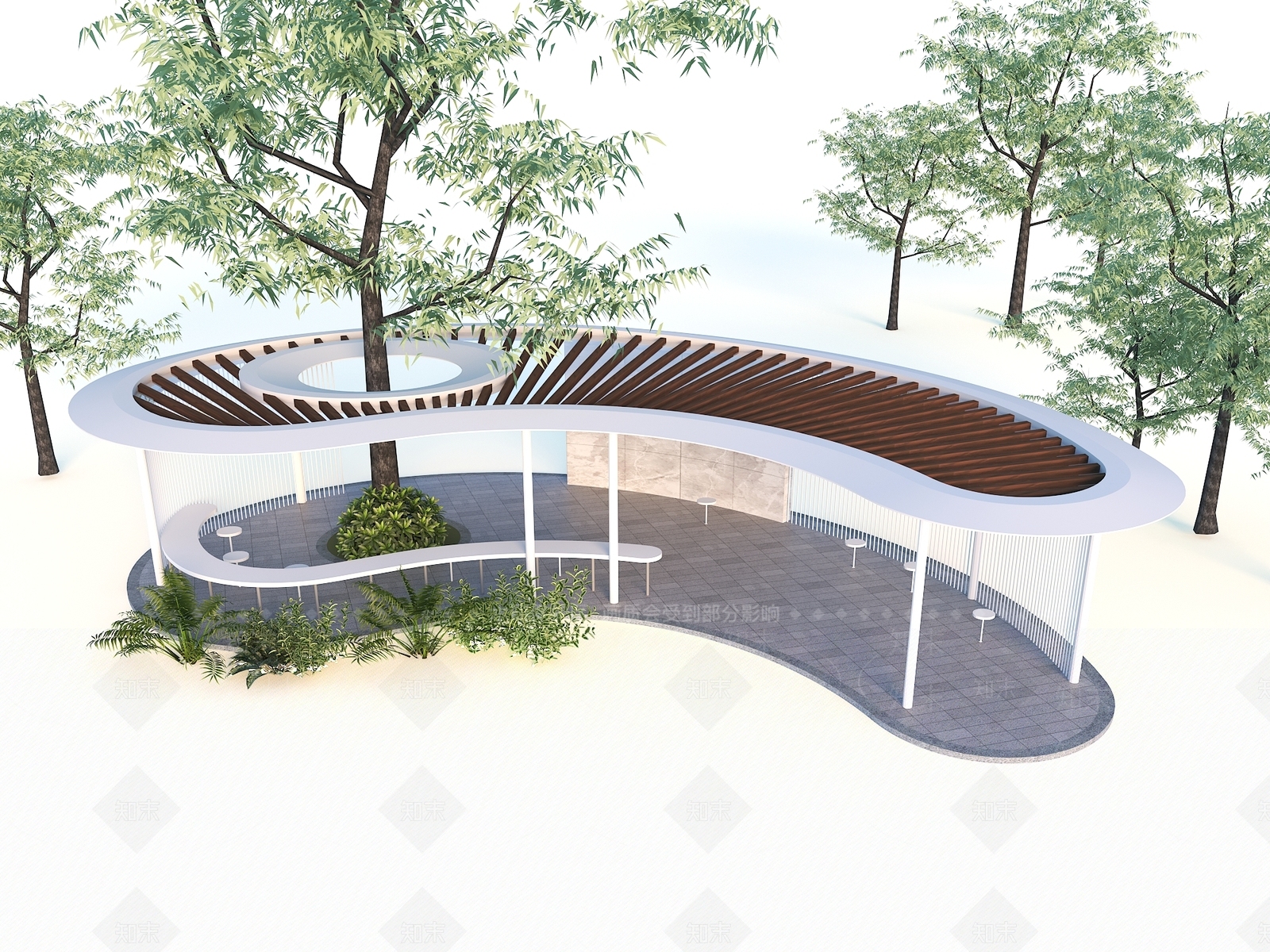 现代主义廊架3D模型下载【ID:1231146759】