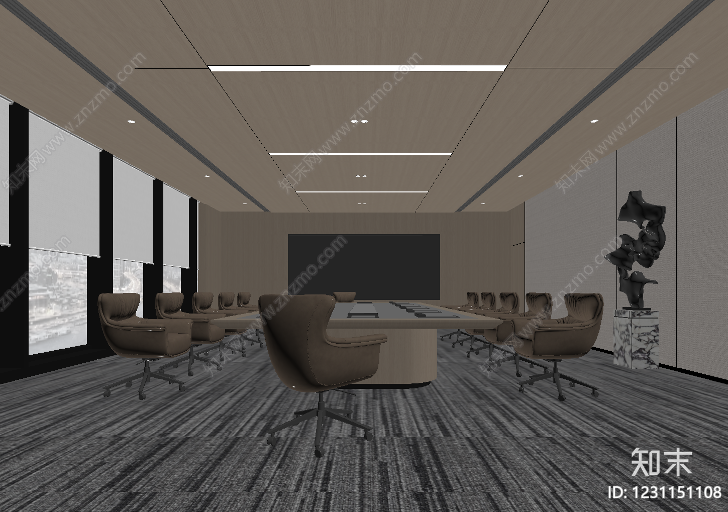 现代简约会议室SU模型下载【ID:1231151108】