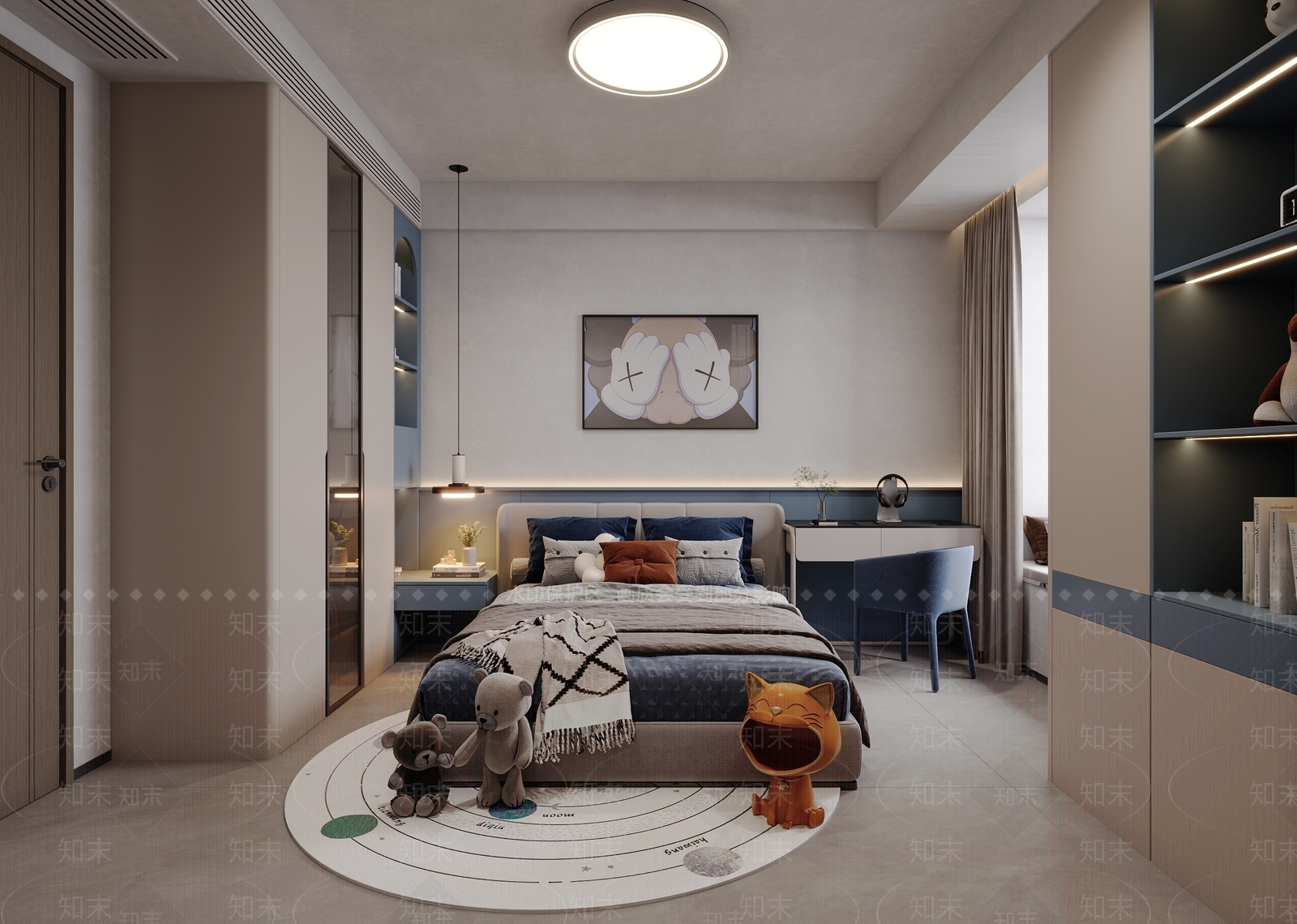 现代简约男孩房3D模型下载【ID:1231152595】