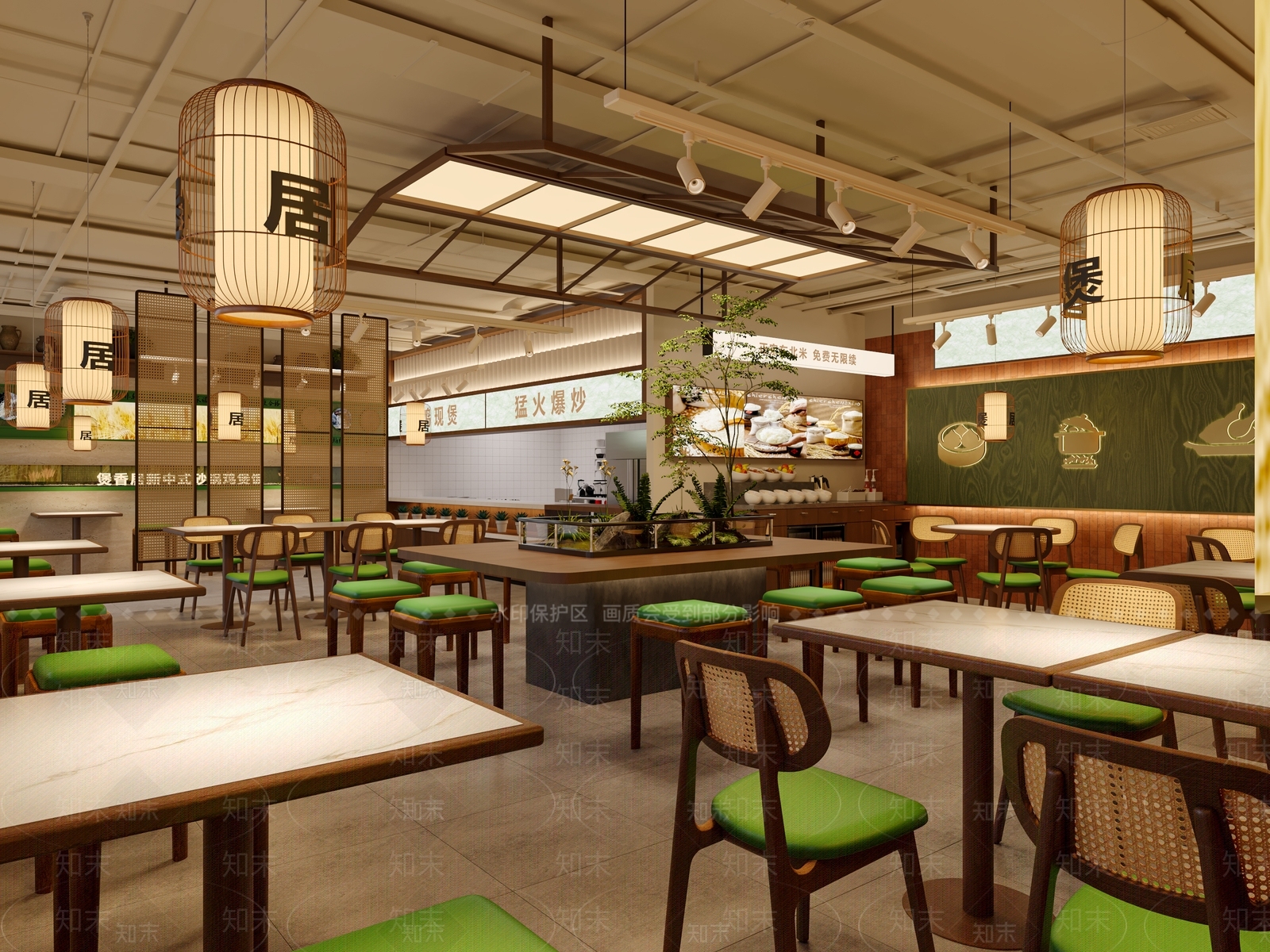 新中式中餐厅3D模型下载【ID:1231154149】