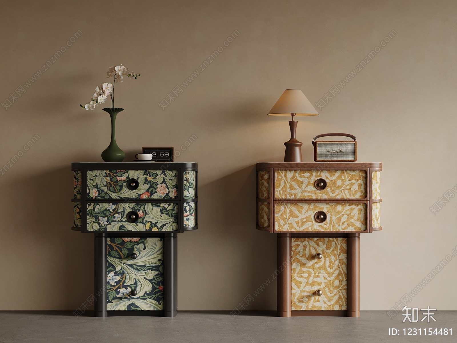 中古风床头柜SU模型下载【ID:1231154481】