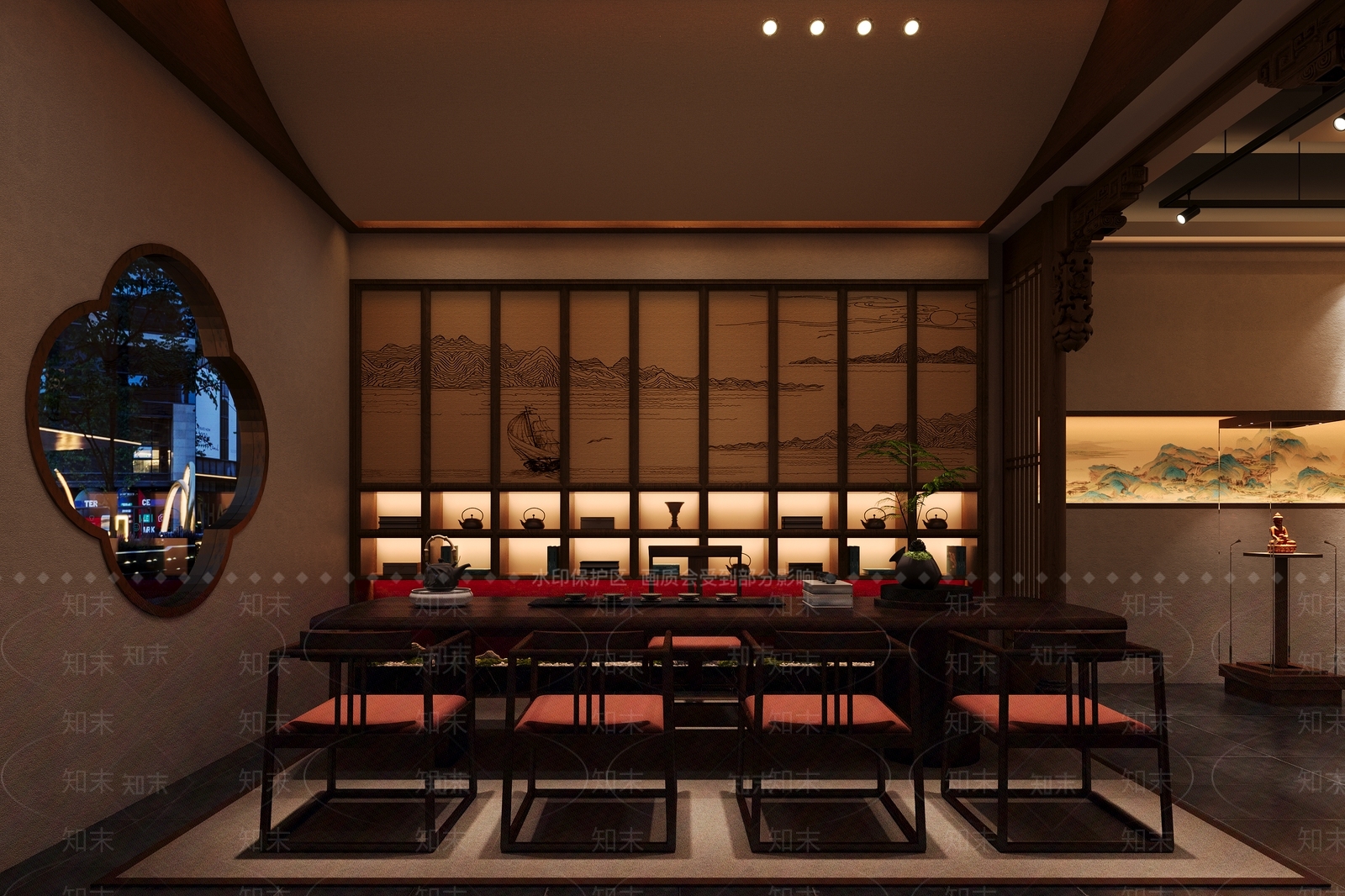 新中式博物馆展厅3D模型下载【ID:1231155420】