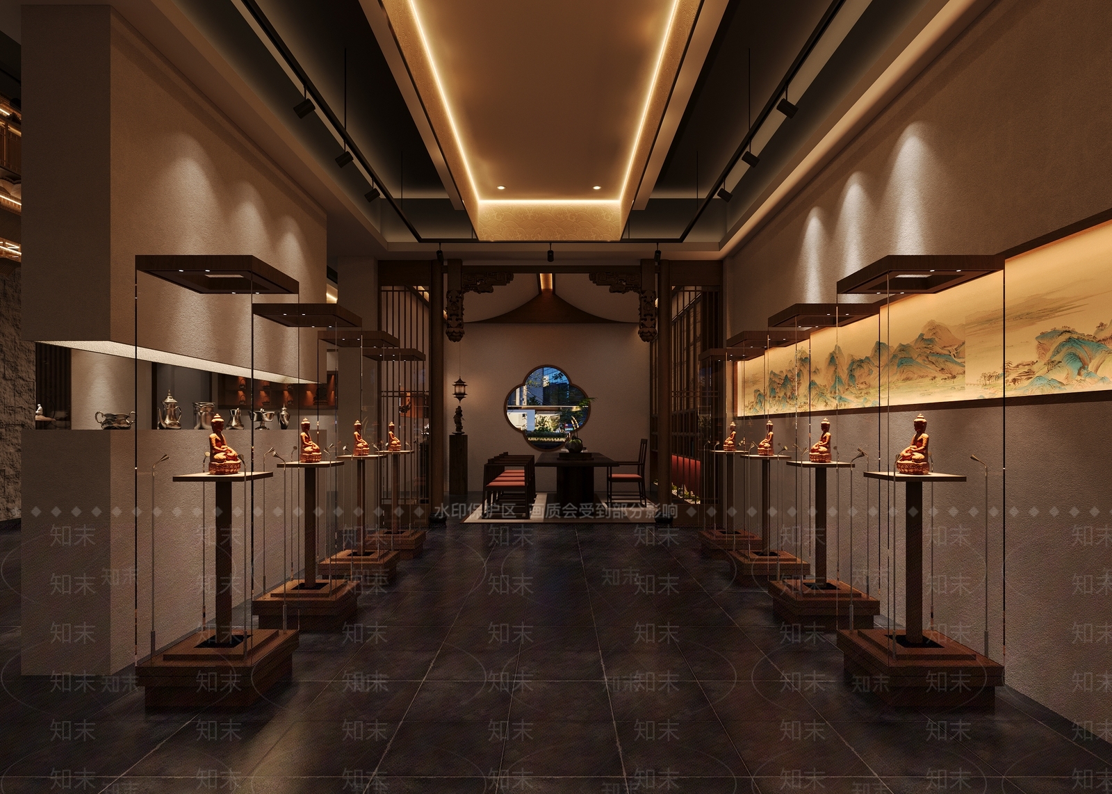 新中式博物馆展厅3D模型下载【ID:1231155420】