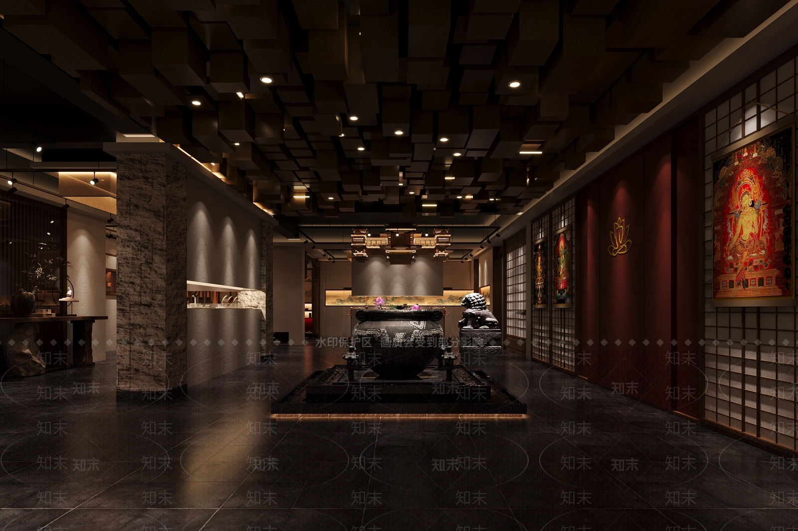 新中式非遗展厅3D模型下载【ID:1231156602】