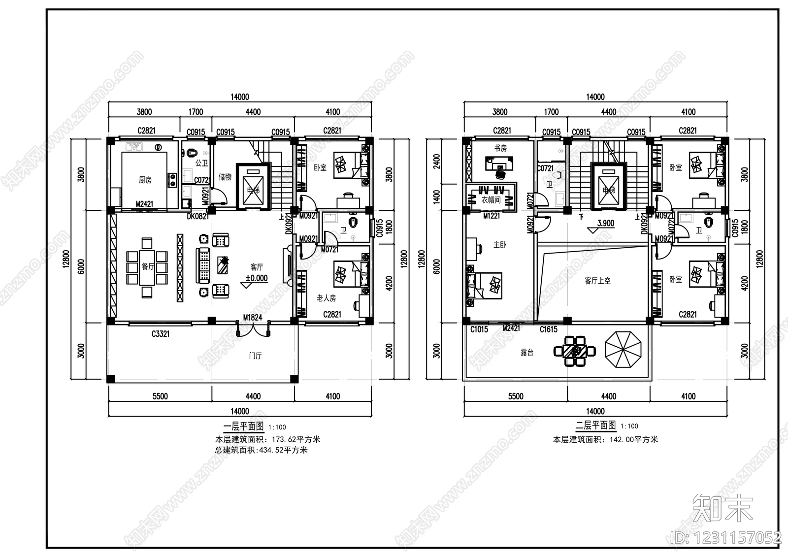 别墅建筑cad施工图下载【ID:1231157052】