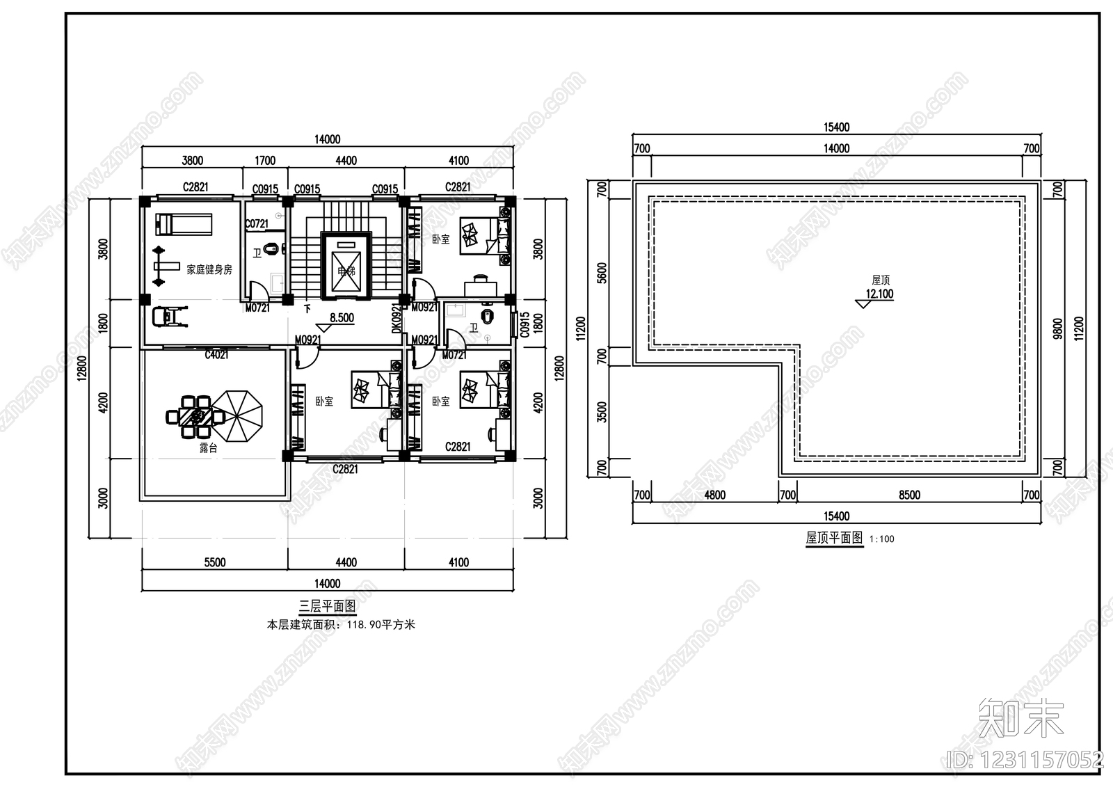 别墅建筑cad施工图下载【ID:1231157052】