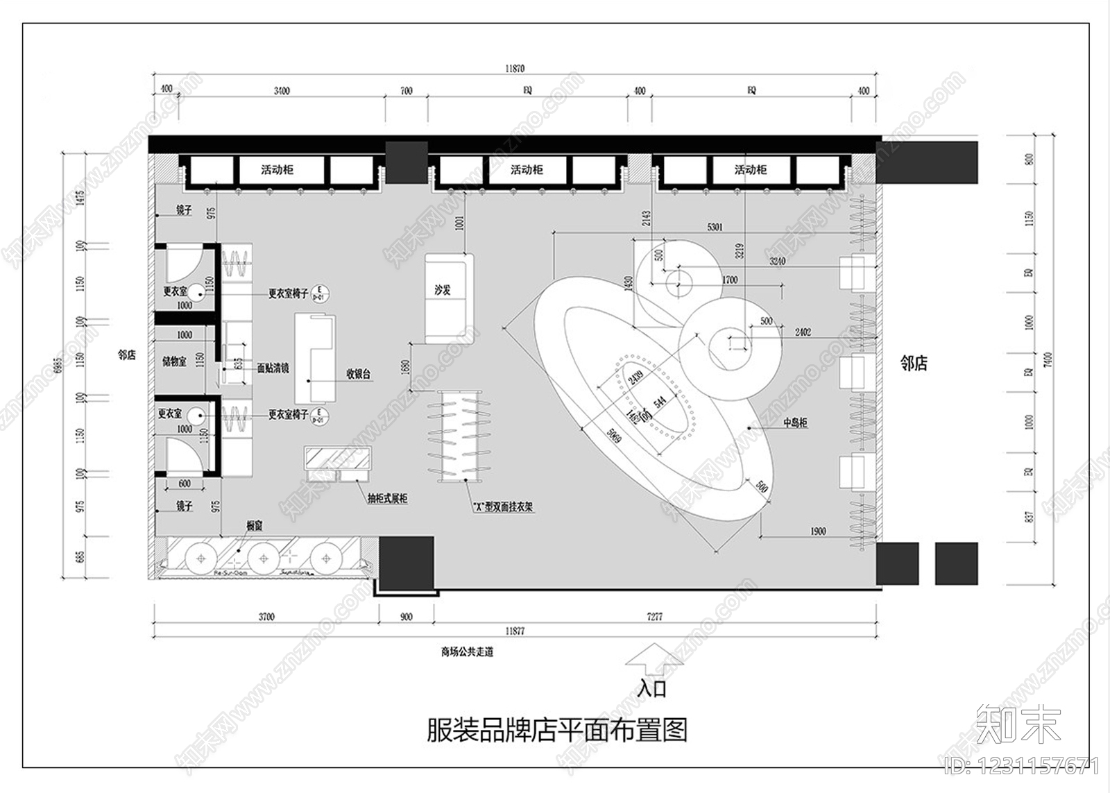 服装店cad施工图下载【ID:1231157671】