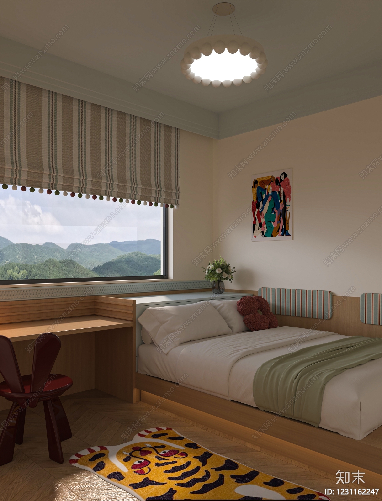 原木风通用儿童房3D模型下载【ID:1231162247】