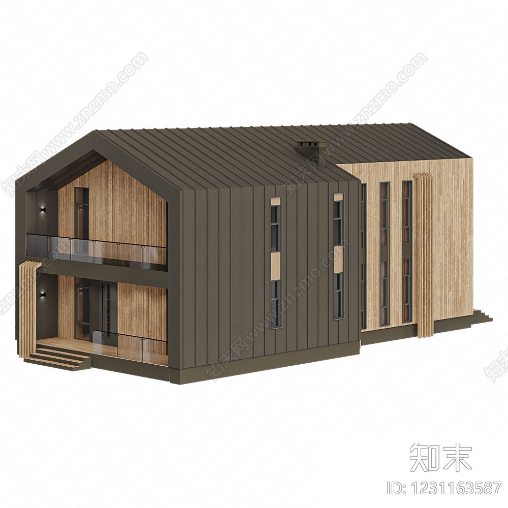 现代主义别墅外观3D模型下载【ID:1231163587】