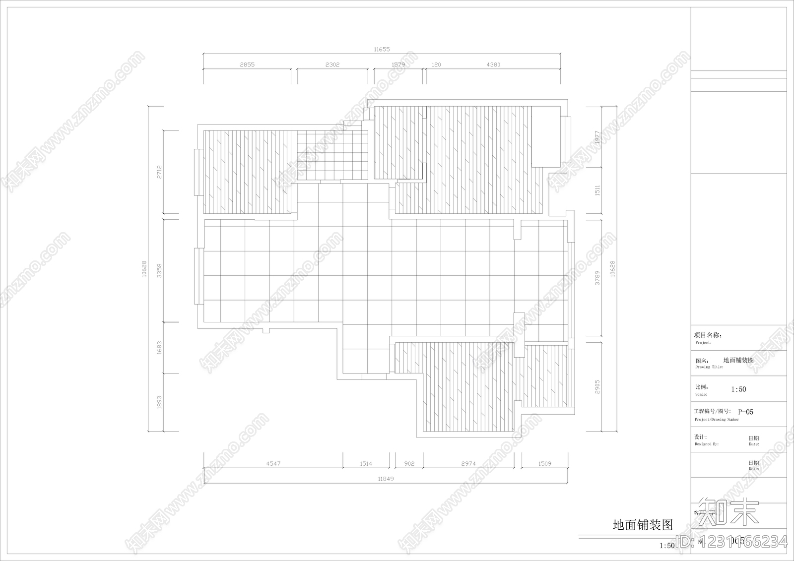 小户型平层cad施工图下载【ID:1231166234】