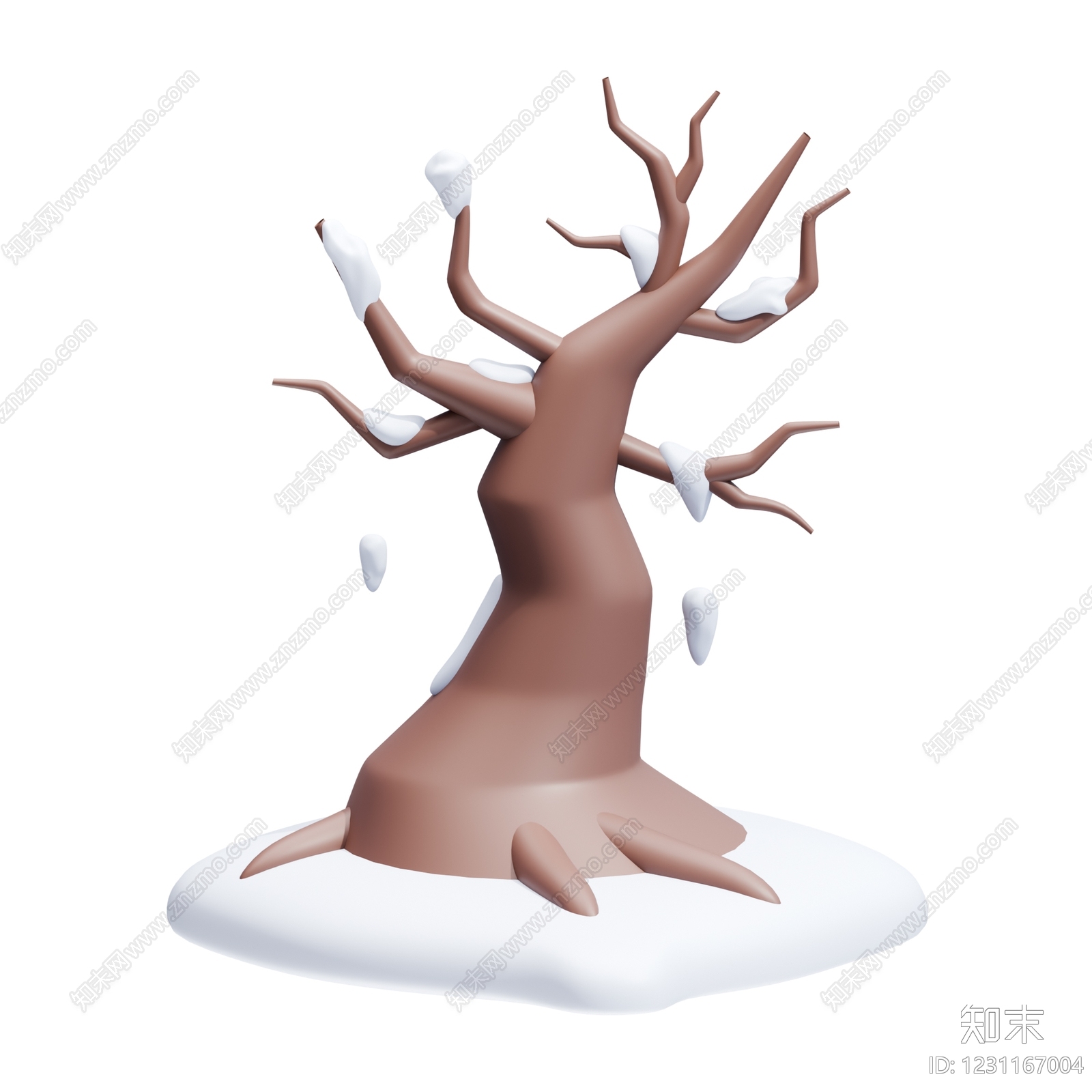 极简景观树3D模型渲染效果图