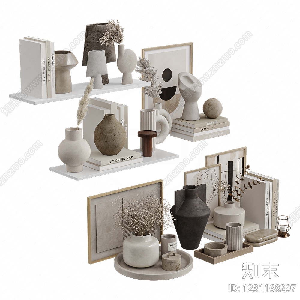 侘寂摆件组合3D模型下载【ID:1231168297】