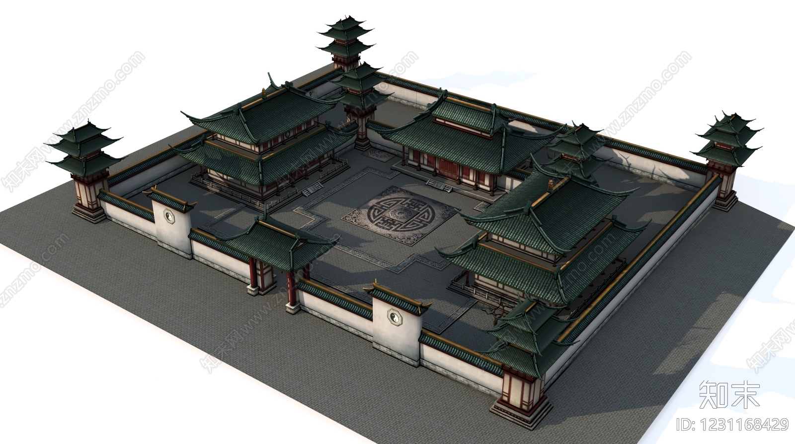 中式古建古建3D模型下载【ID:1231168429】
