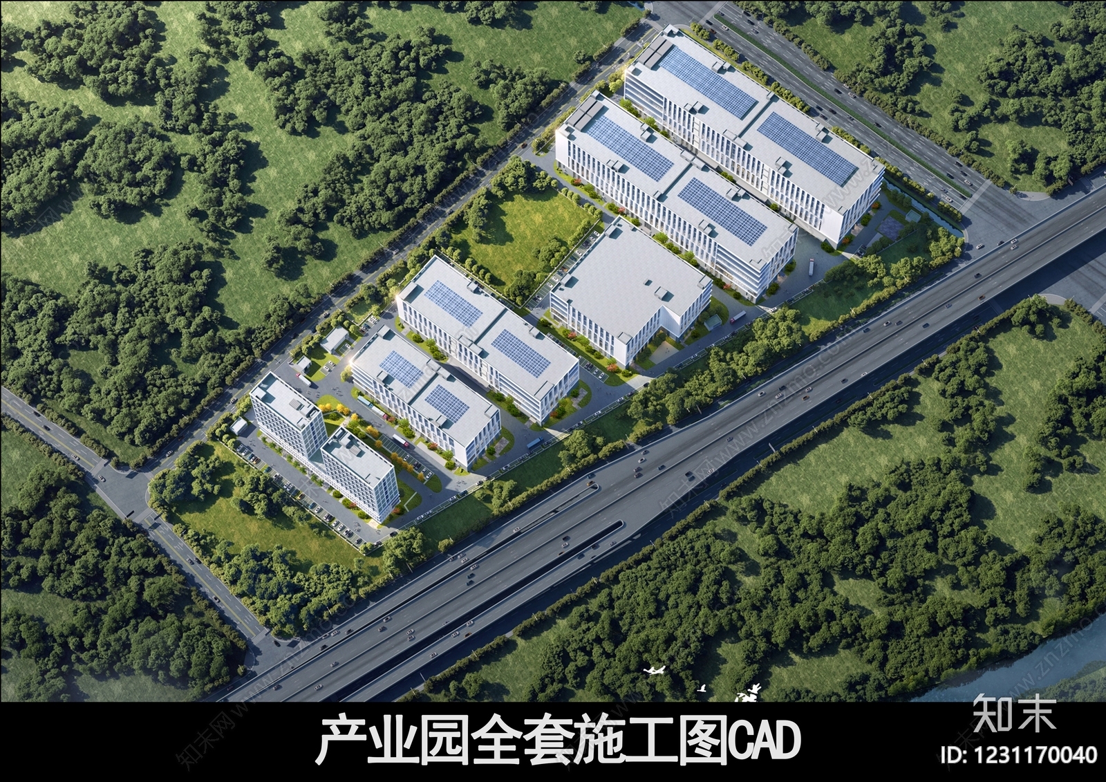 产业园建筑cad施工图下载【ID:1231170040】