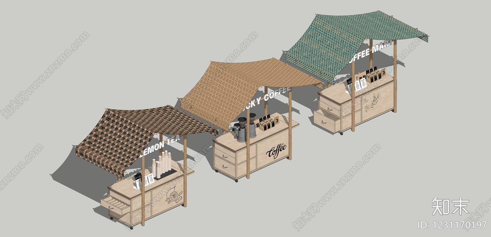 原木风集市SU模型下载【ID:1231170197】