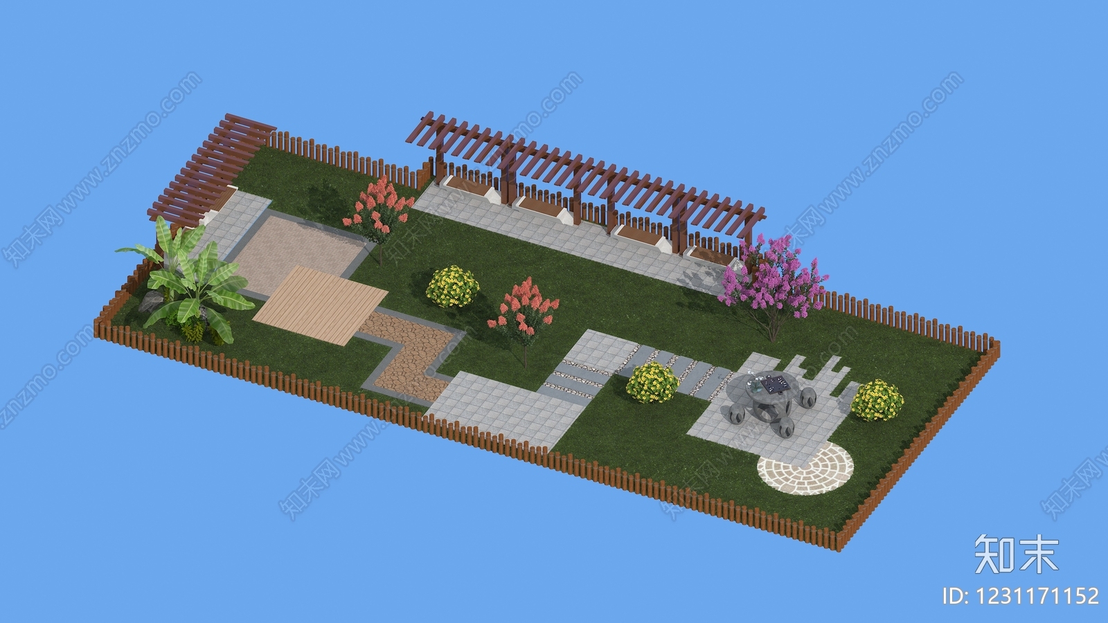 现代主义庭院3D模型下载【ID:1231171152】