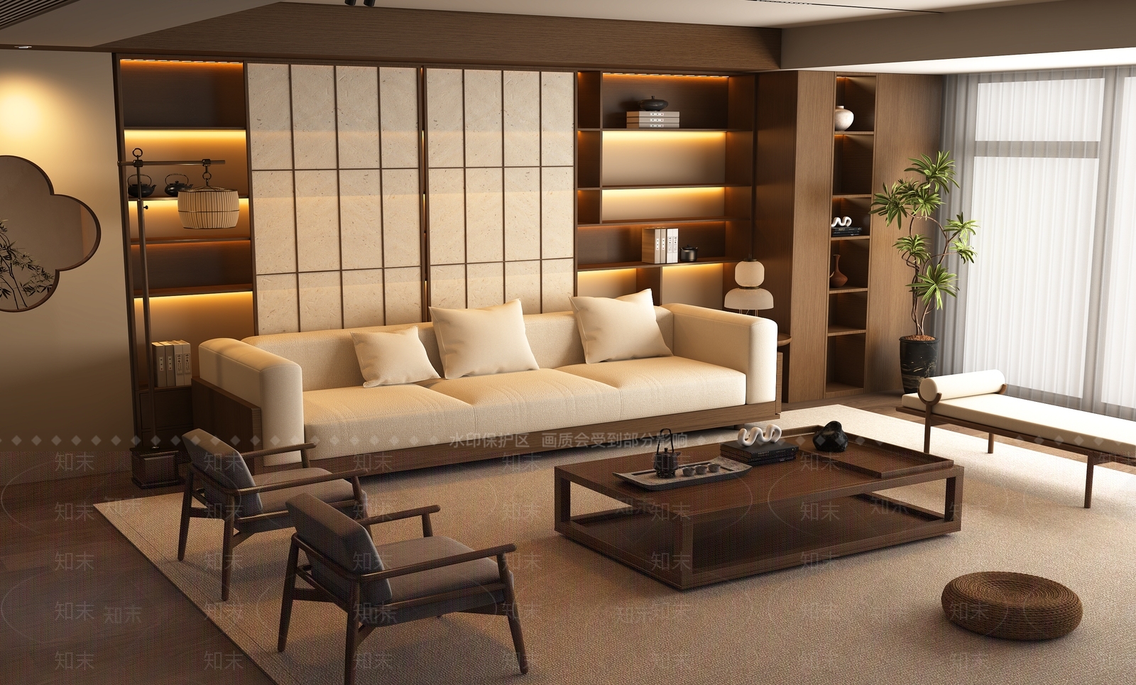 新中式宋式客厅3D模型下载【ID:1231171501】