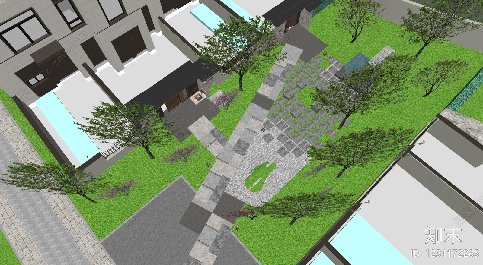 新中式景观小区景观SU模型下载【ID:1231172285】