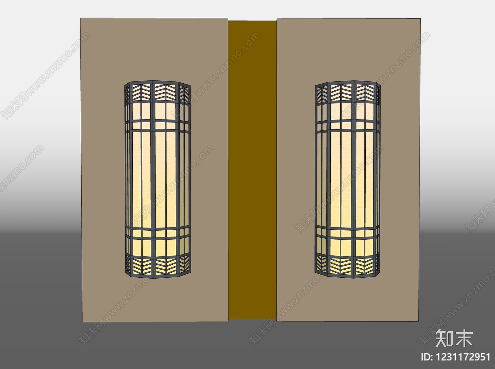 新中式景观壁灯SU模型下载【ID:1231172951】