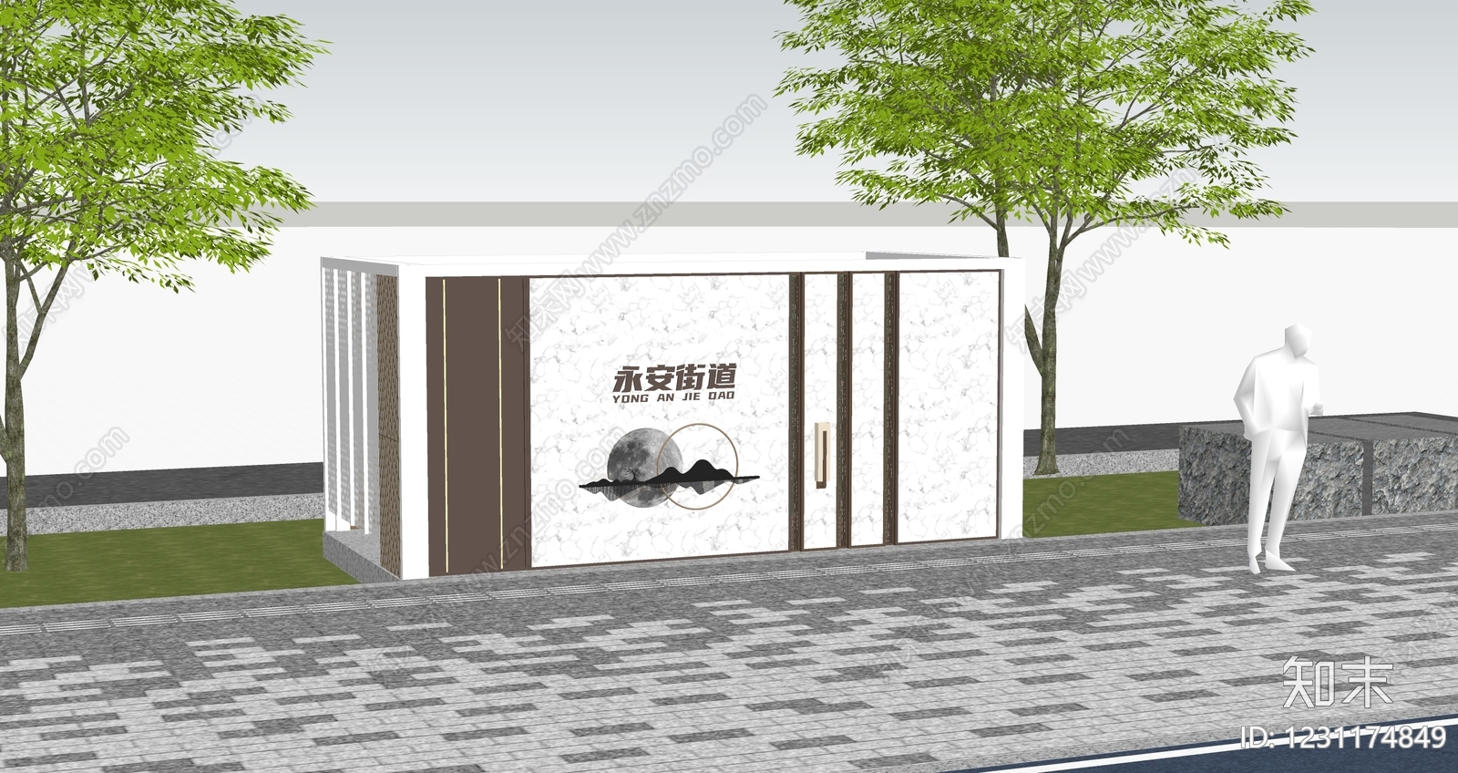 新中式景观金属围挡SU模型下载【ID:1231174849】