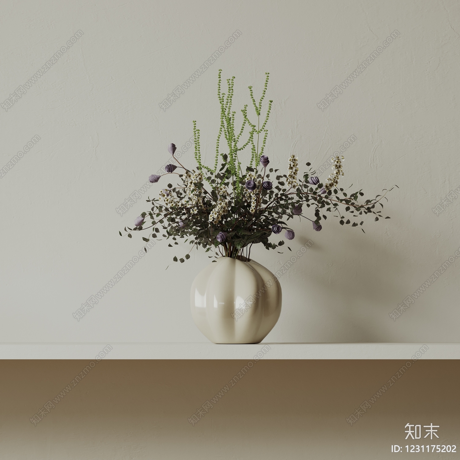 奶油风花艺SU模型下载【ID:1231175202】