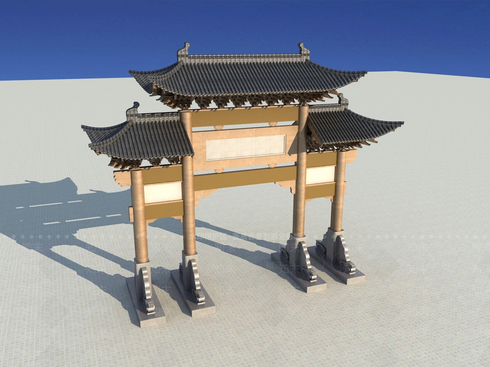 中式古建牌楼牌坊3D模型下载【ID:1231179011】
