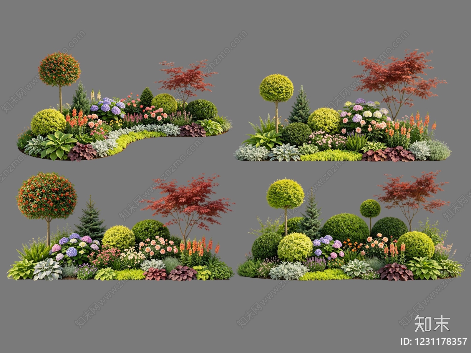现代主义植物组合SU模型下载【ID:1231178357】