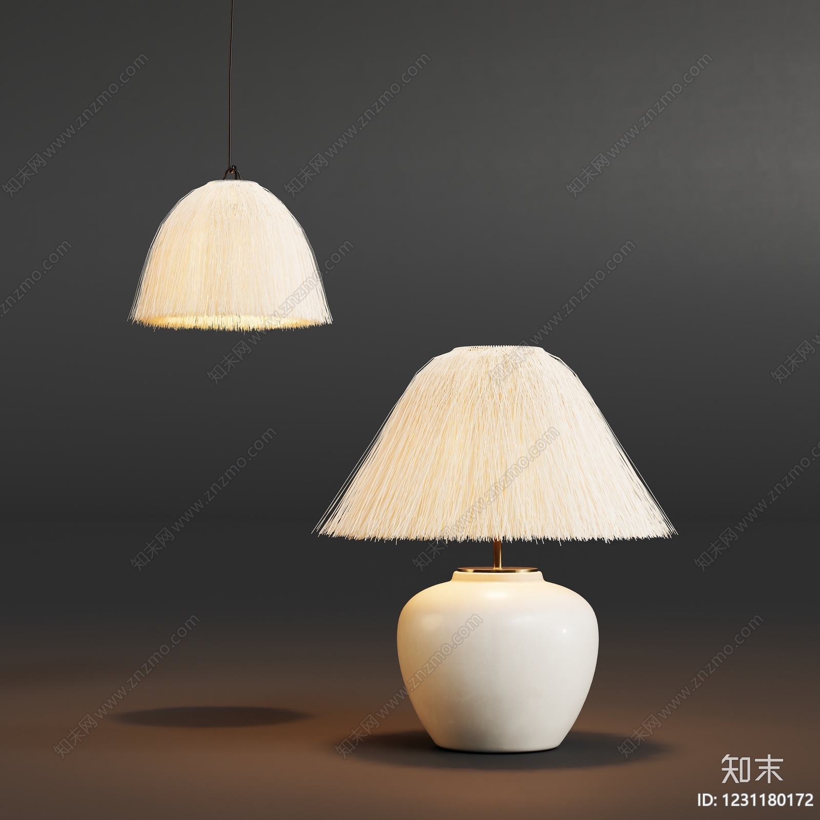 奶油风台灯3D模型下载【ID:1231180172】