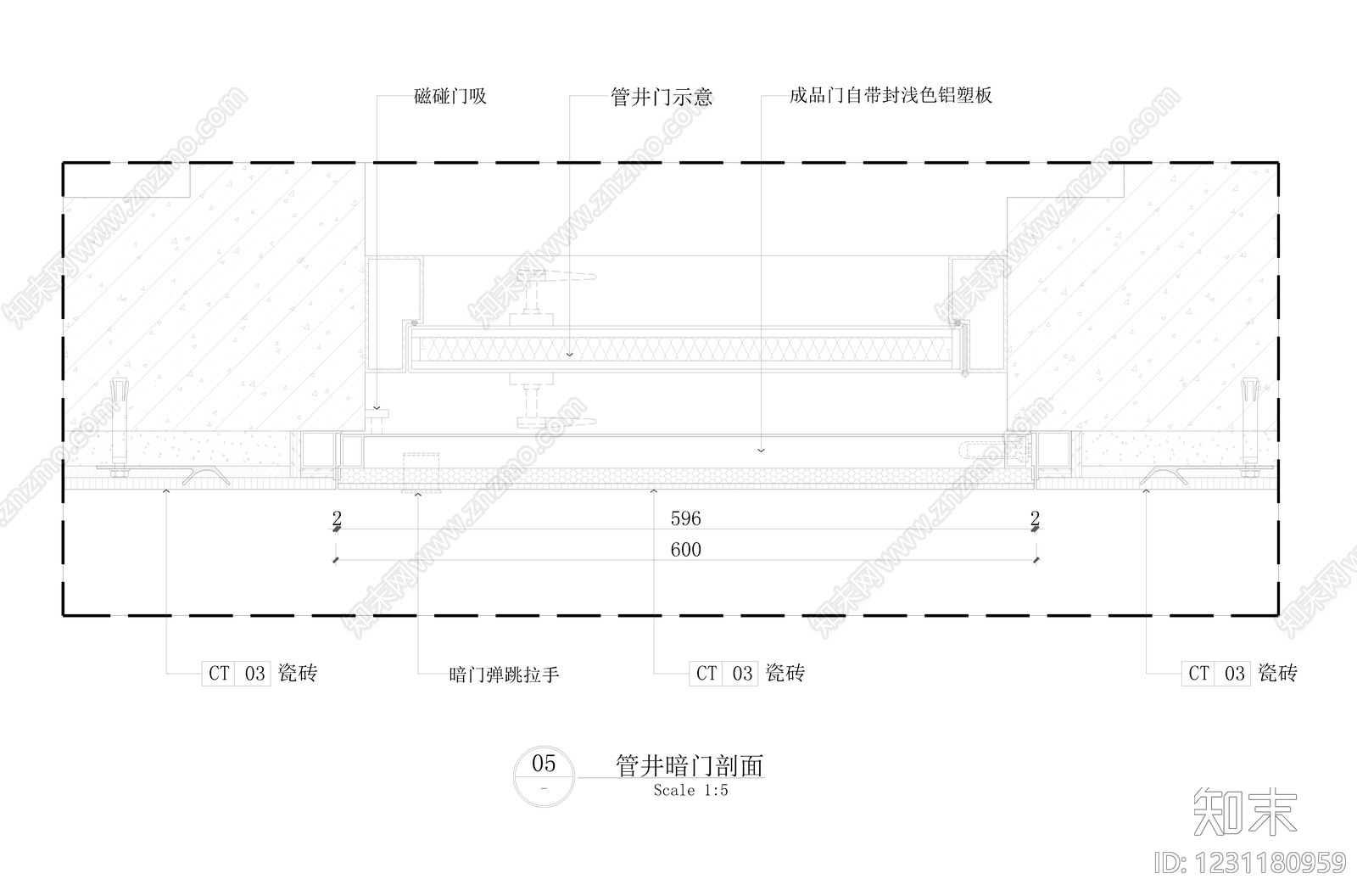 隐形门节点cad施工图下载【ID:1231180959】