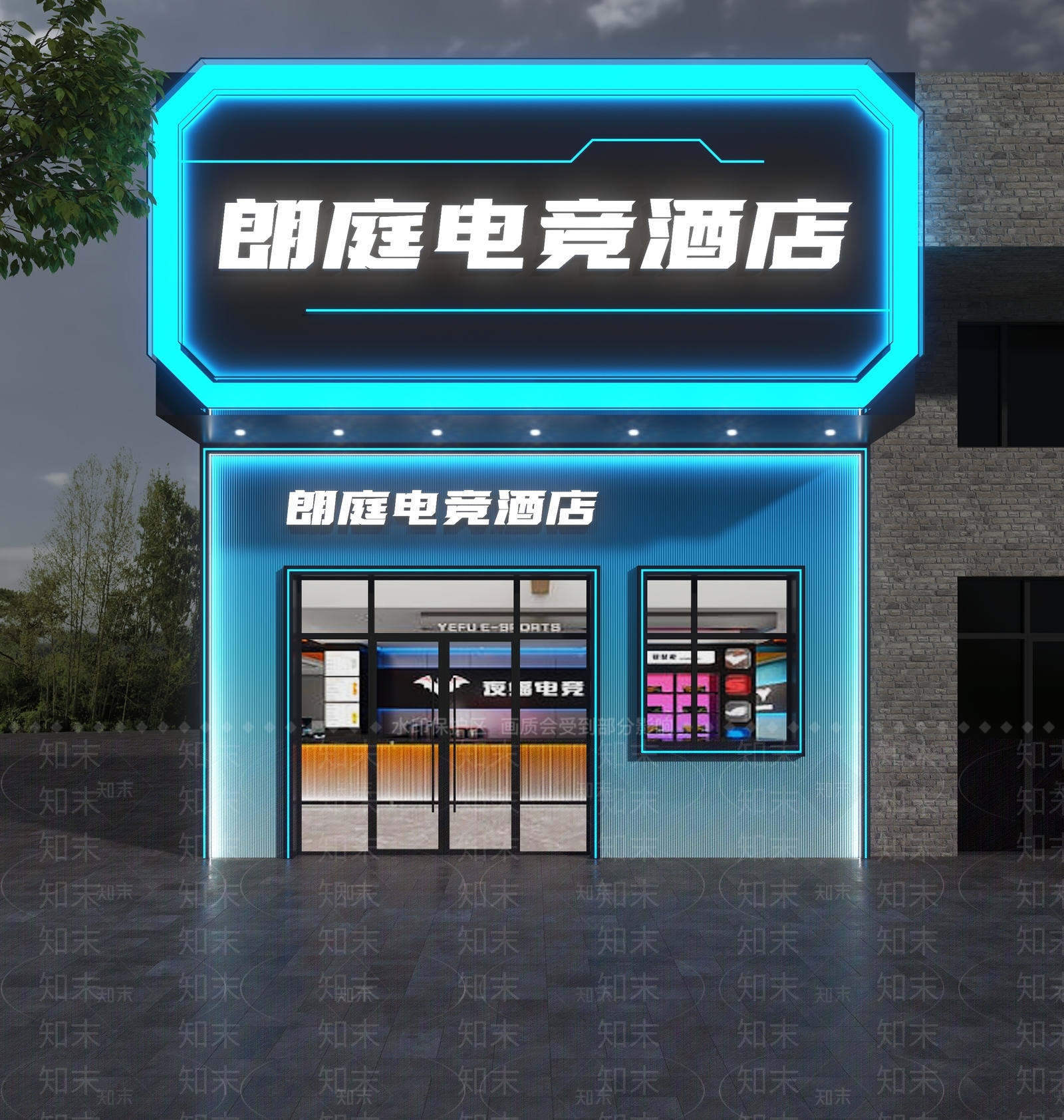 赛博朋克风门头3D模型下载【ID:1231185027】