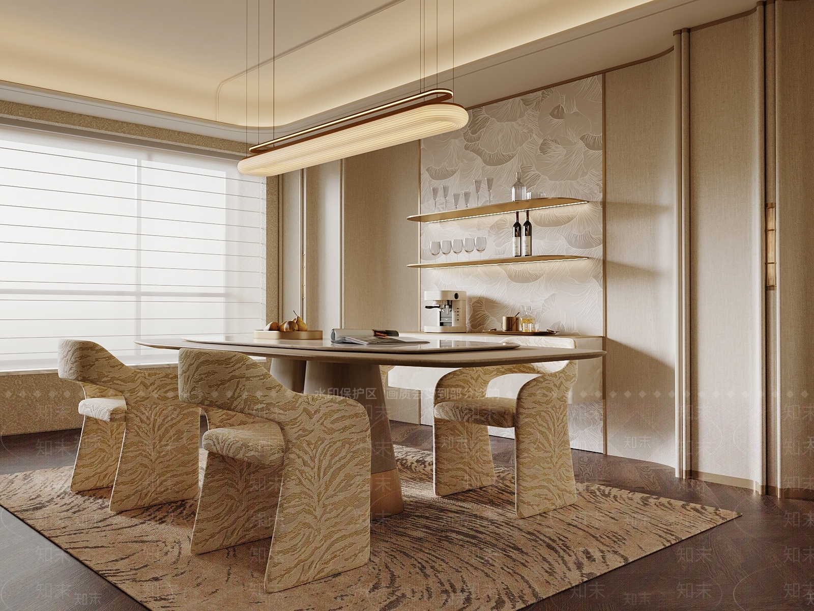 轻奢家居餐厅3D模型下载【ID:1231185356】