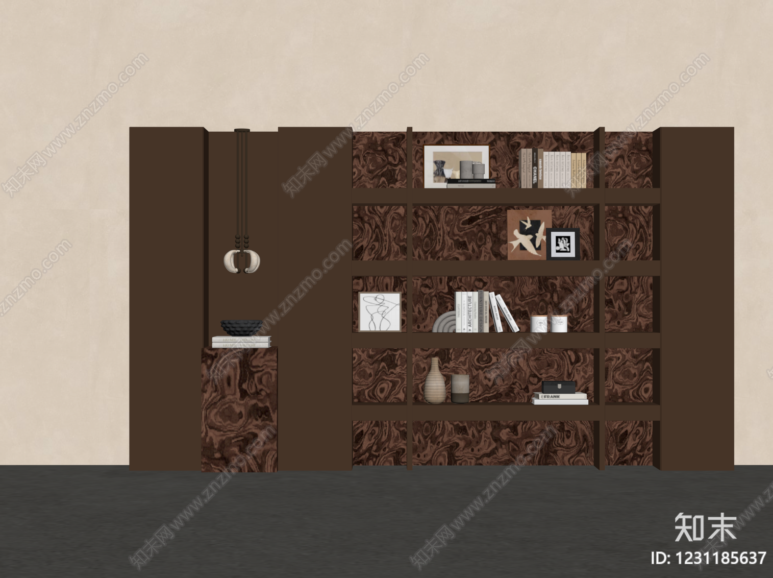 中古风书柜SU模型下载【ID:1231185637】