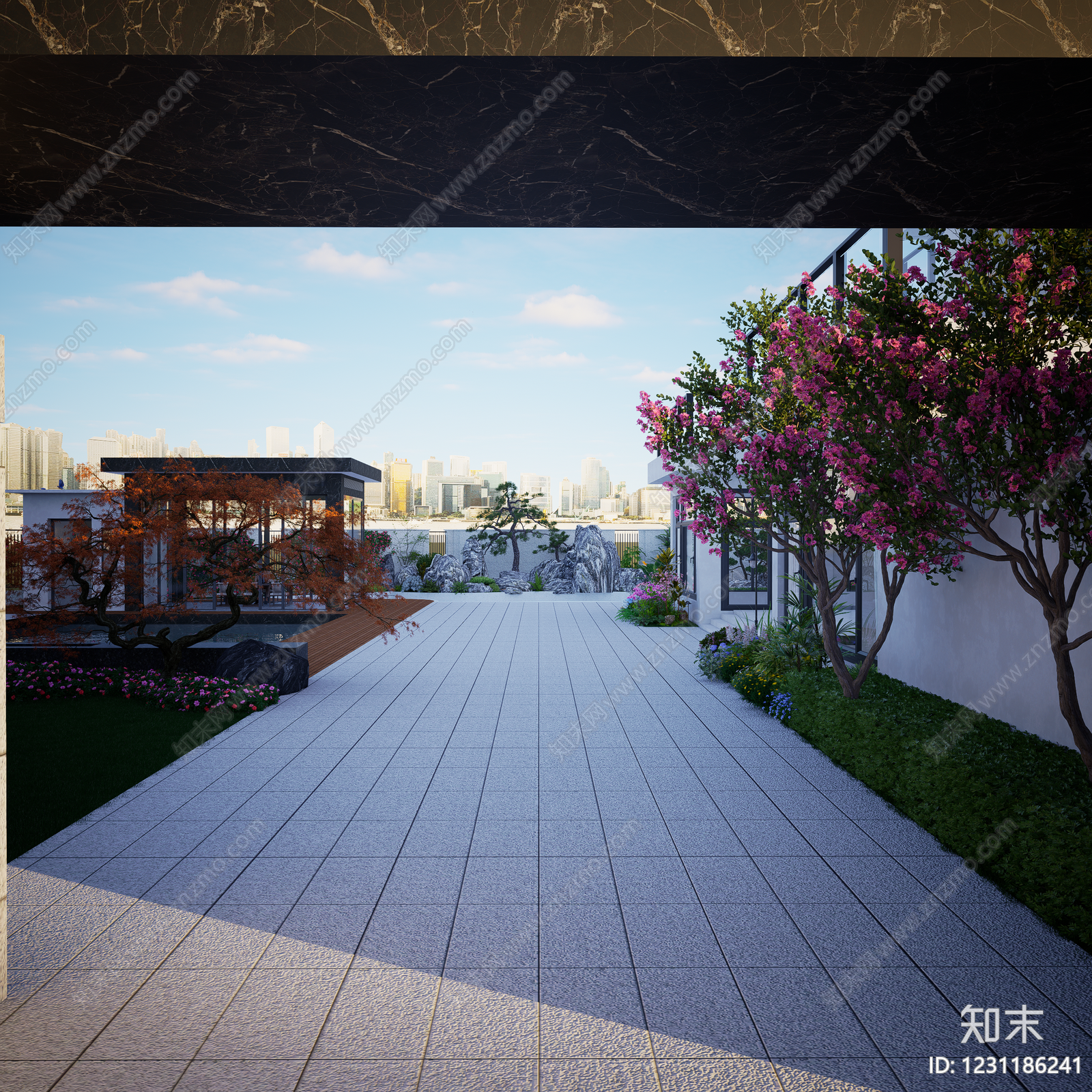 现代主义别墅庭院SU模型下载【ID:1231186241】