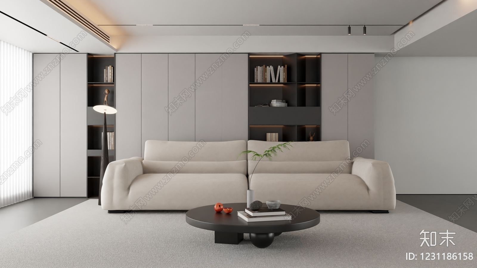 意式极简家居客厅3D模型下载【ID:1231186158】