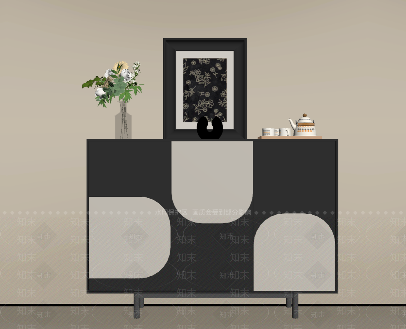 现代简约玄关柜SU模型下载【ID:1231186655】