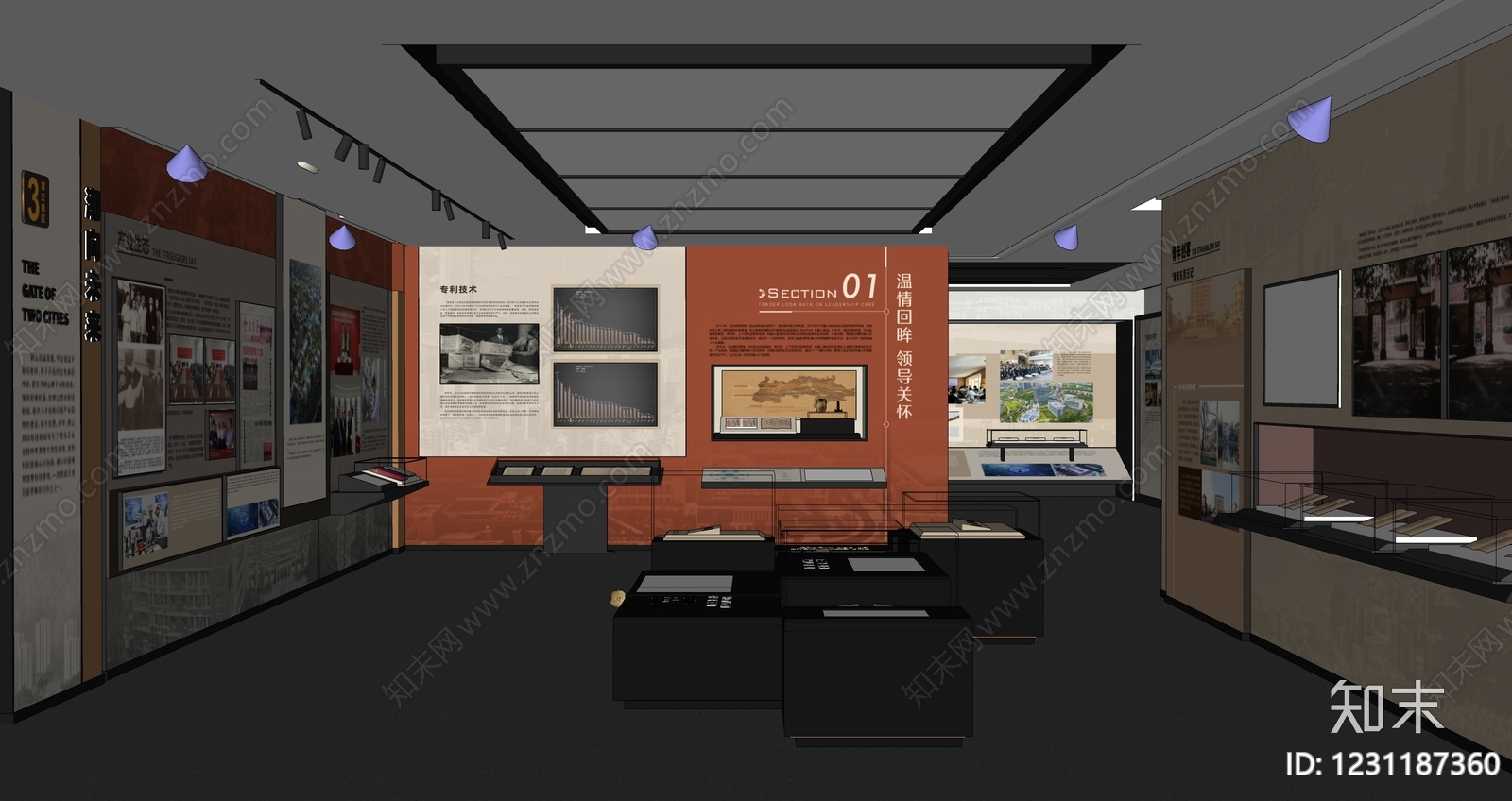 现代简约企业文化展厅SU模型下载【ID:1231187360】