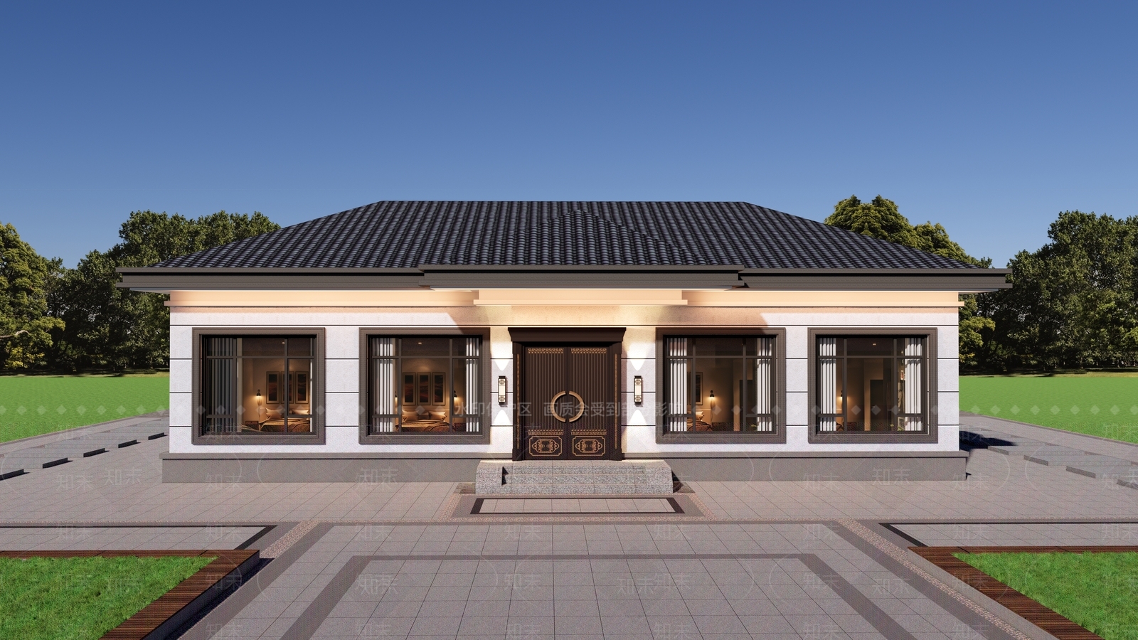 新中式乡村民房SU模型下载【ID:1231187743】