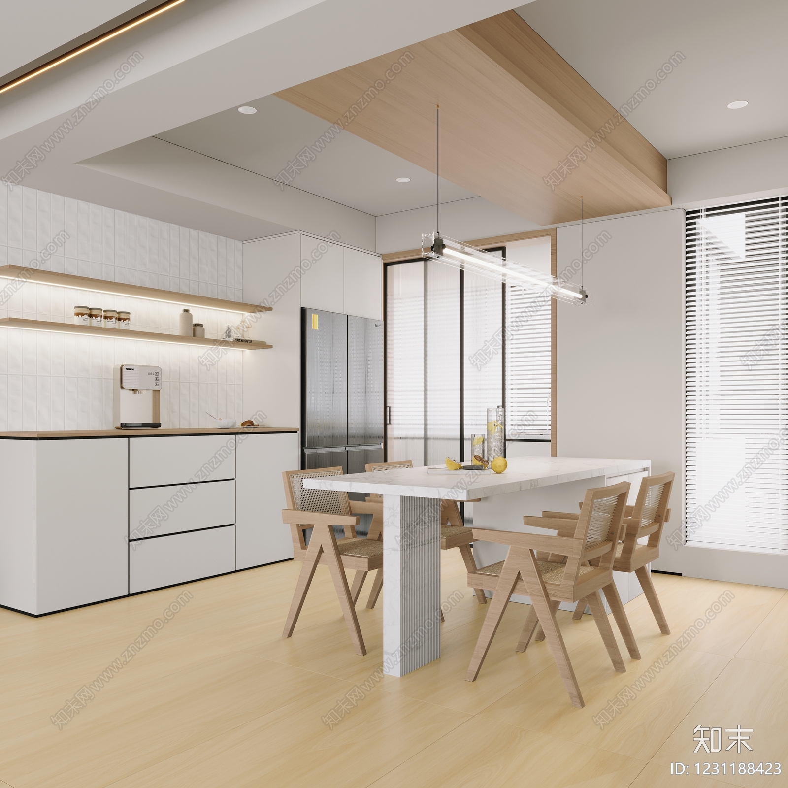 原木风别墅客餐厅3D模型下载【ID:1231188423】