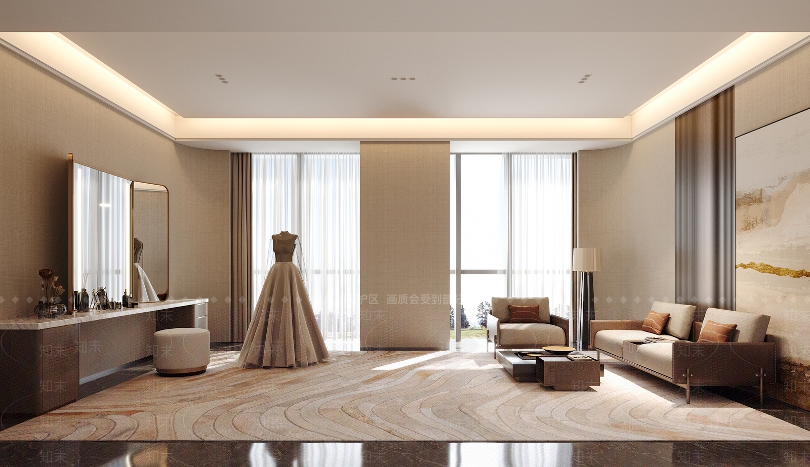 轻奢酒店客房3D模型下载【ID:1231188851】