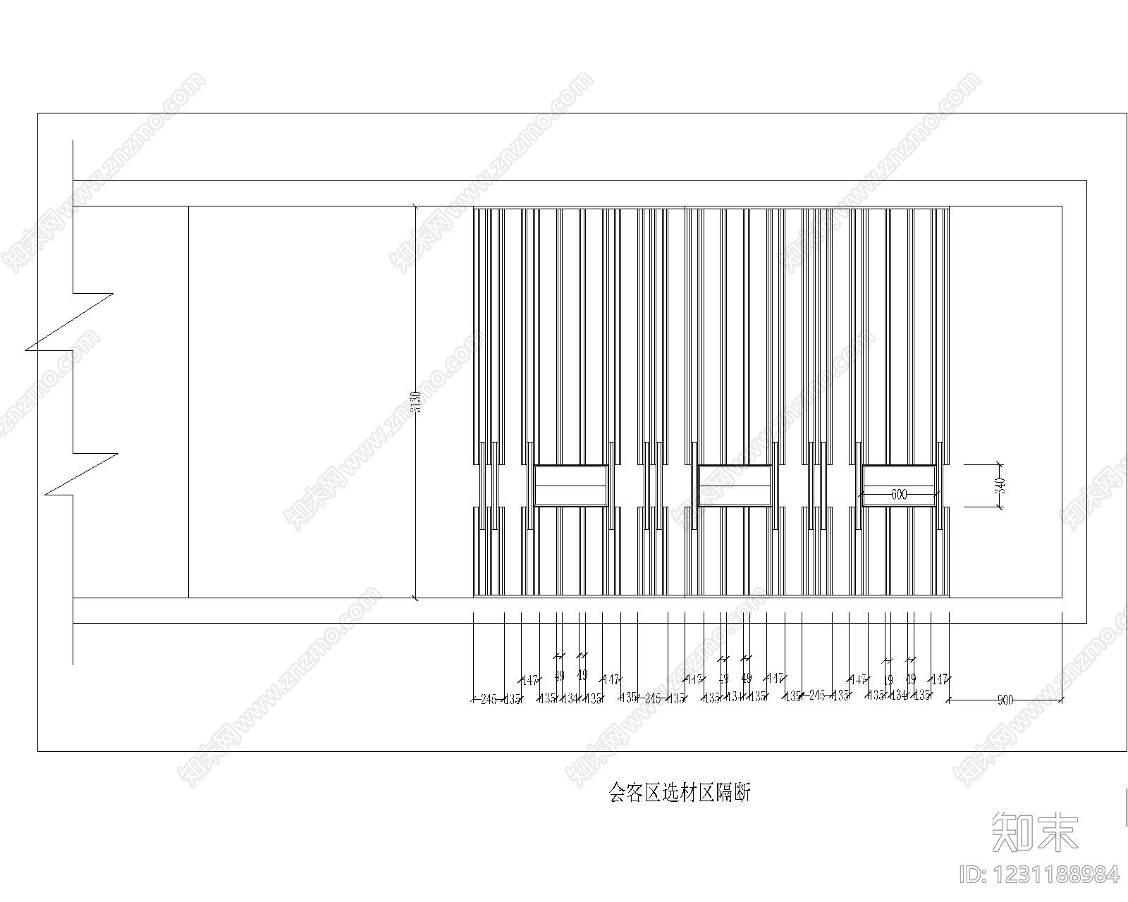 屏风隔断CAD图纸