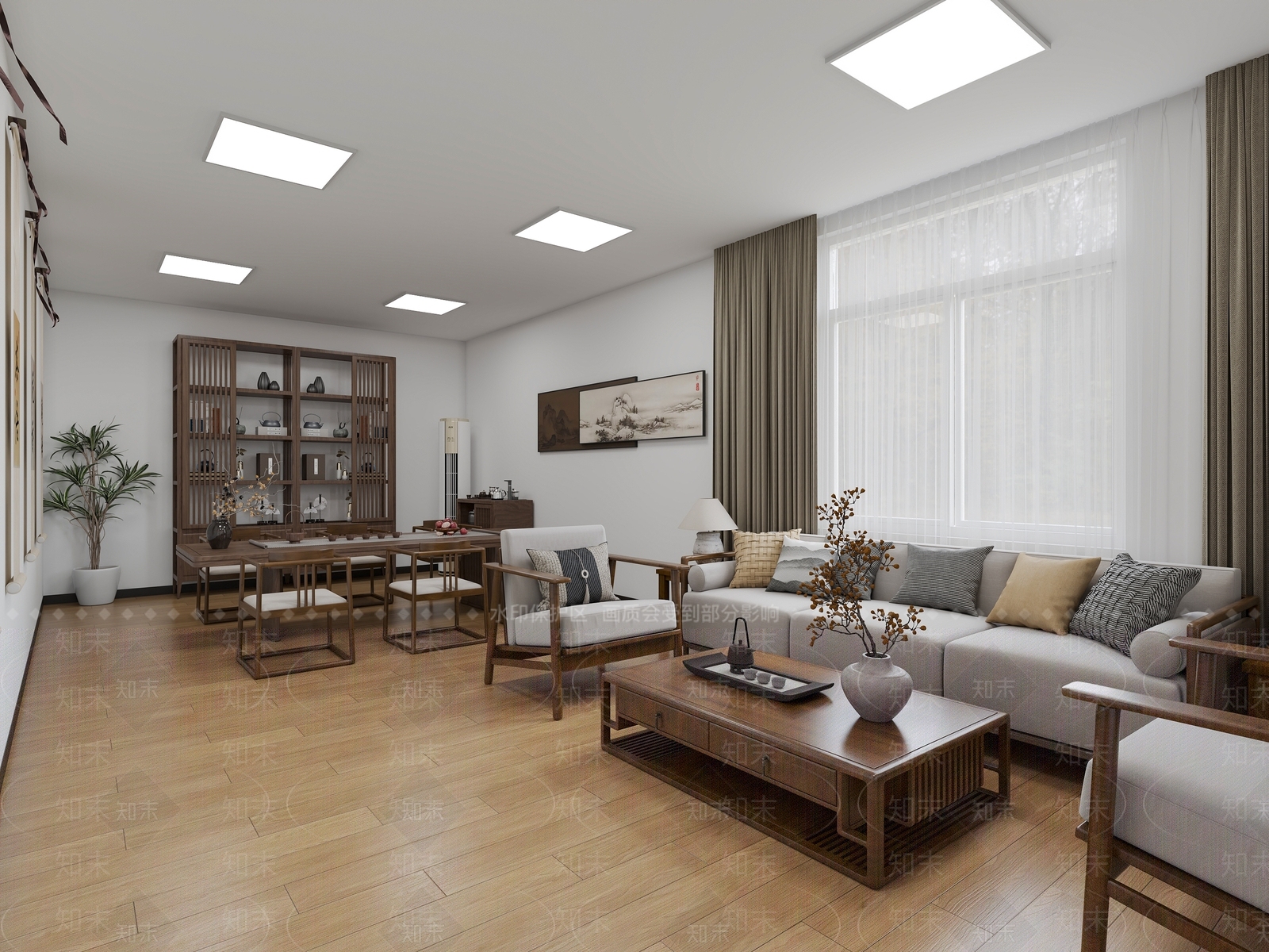 新中式接待室3D模型下载【ID:1231190234】